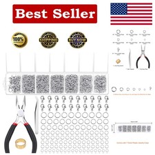 All-in-One Jewelry Making Kit: 1500 Silver Jump Rings, Clasps Pliers Included