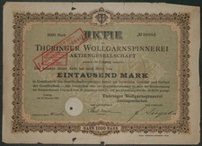 Thüringer przędza wełniana przędza przędza przędza akcyjna 1920 1000 marek
