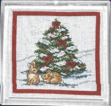 Craftways Counted Cross Stitch Trivet Kit Winter Wonderland NIP Bunnies