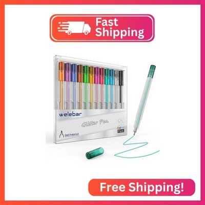 Welebar 12 Pack Glitter Gel Pens Compatible with Cricut Joy/Xtra, 0.8 Tip Glitte