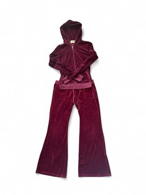 RARE vintage y2k juicy couture burgundy velvet tracksuit hoodie