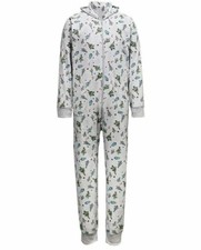 Family Pajamas Matching Men's One Piece Hooded Pajamas, Festive Trees, M