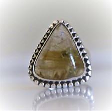 GOLDEN RUTILATED QUARTZ GEMSTONE RING 925 STERLING SILVER JEWELRY RING 3 TO 12