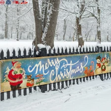 Vintage Christmas Decorations Merry Christmas Banner Vintage Santa Claus Snowman