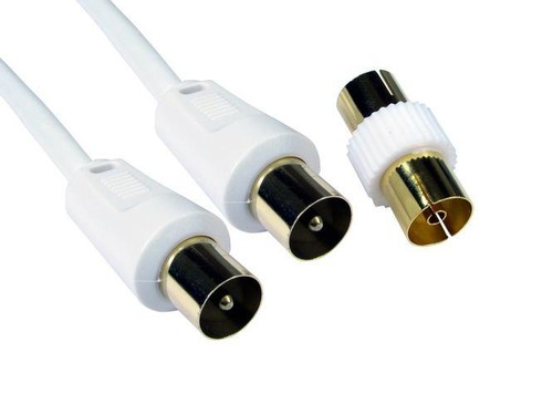 30 Metros Blanco Antena de Televisión M-M Cable Con Hembra a Hembra Acoplador