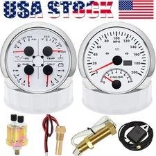 2 Gauge Set GPS Speedometer 200MPH with Tachometer for Car Marine Boat Truck US 