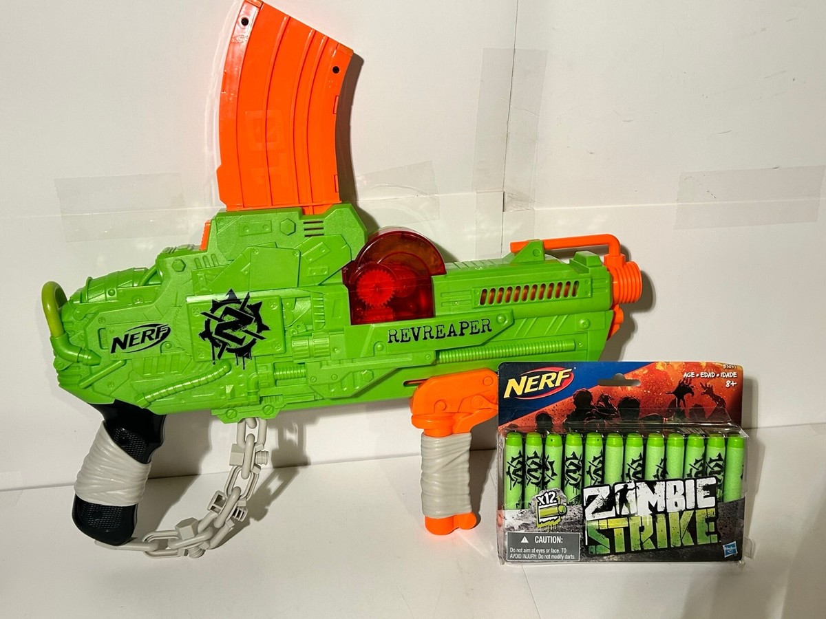 NERF Zombie Strike Revreaper Blaster Gun w/ Magazine + 12x Darts