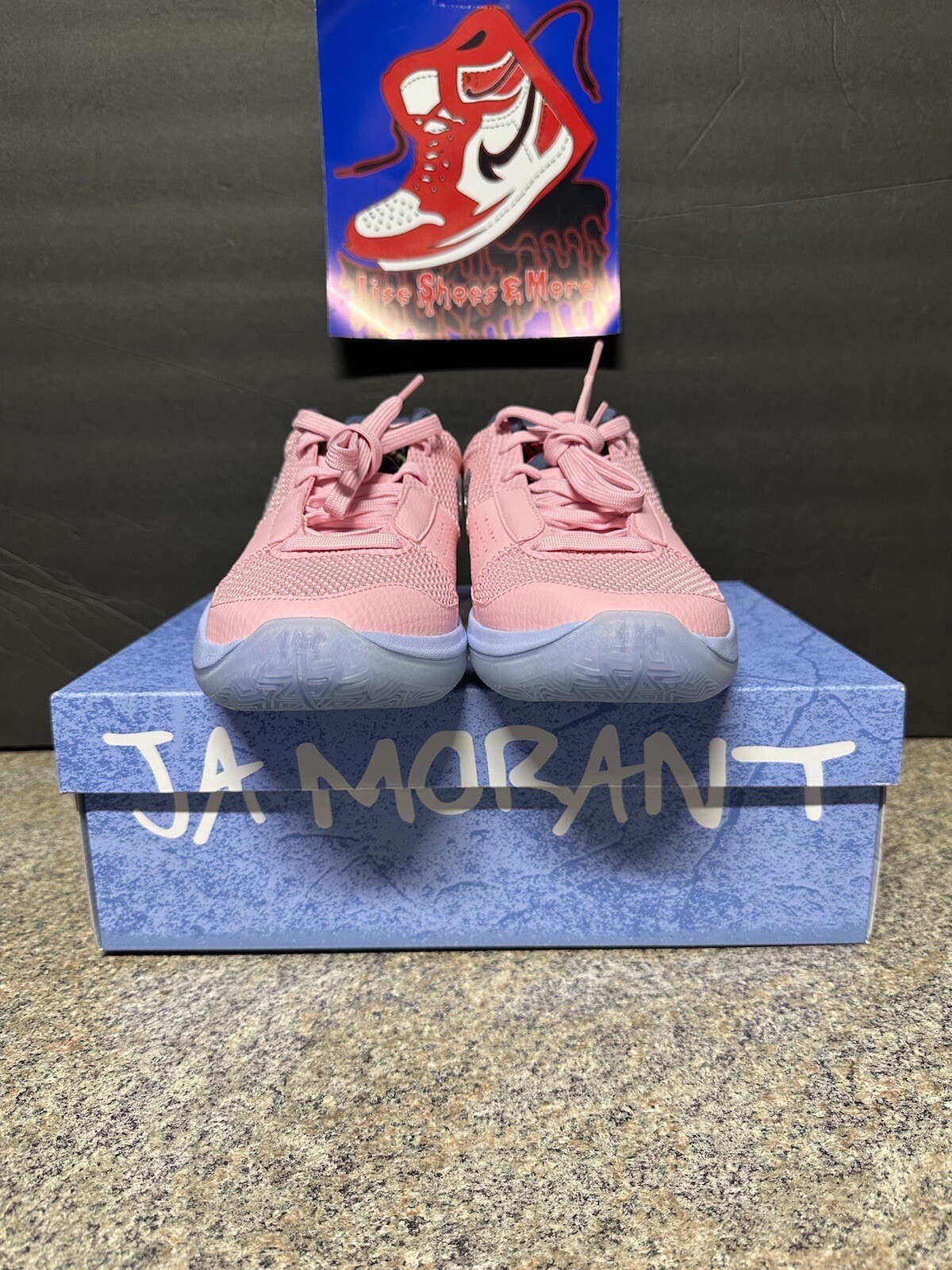 Size 7 Nike Ja 1 PE Day One Soft Pink Basketball Shoes Cobalt Blue