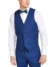 NEW- Alfani Men's Slim-Fit Stretch Tuxedo Vest, Blue, Size XL