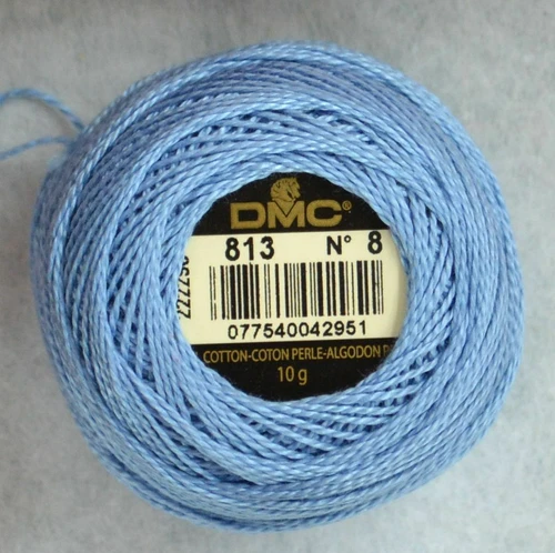 DMC Perle (Pearl) No.8 Cotton 10g Ball 80m Colour 813 LIGHT BLUE