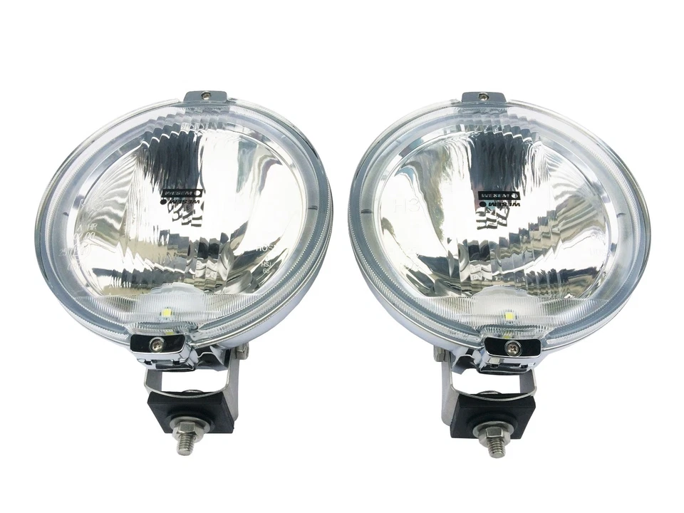 2x Fernscheinwerfer ø183 Chrom RUND 12V LED RING Positionslicht Zusatz E20 IP56 - Bild 3 von 4