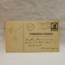 UX20 ''WILLIAM McKINLEY'' POSTAL CARD ONE CENT POSTMARKED 1911
