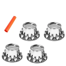 LABLT Rear Wheel Axle Hub Covers Chrome Hubcaps Kits 33MM Lug Nuts Semi Truck