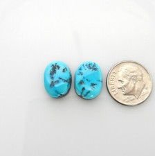 Natural Blue Kingman Turquoise Matched Pair Cabs Cabochons Gemstones k222