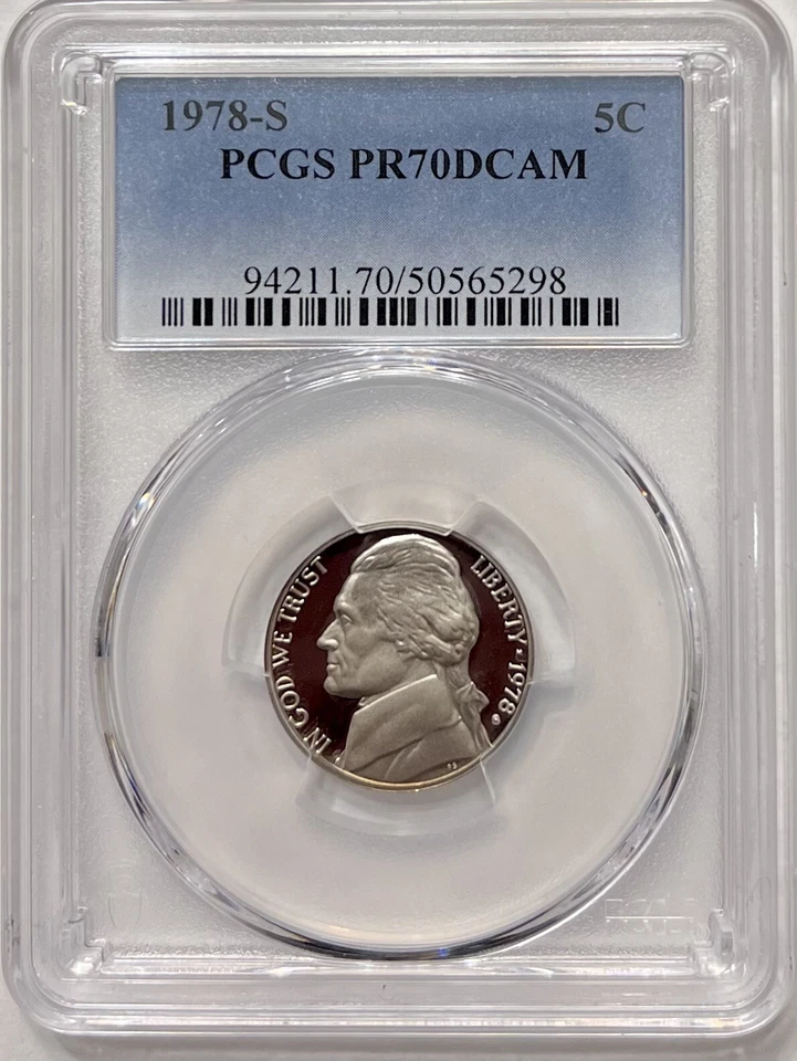 Jefferson Nickel Proof Lot 1978 S PCGS PR 70 Deep Cameo Uncirculated 5c Coin Lot - Image 3 of 4