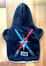 Petco Dog Hoodie Star Wars Light Sabers Black Sweater Costume Outfit Sz: Medium