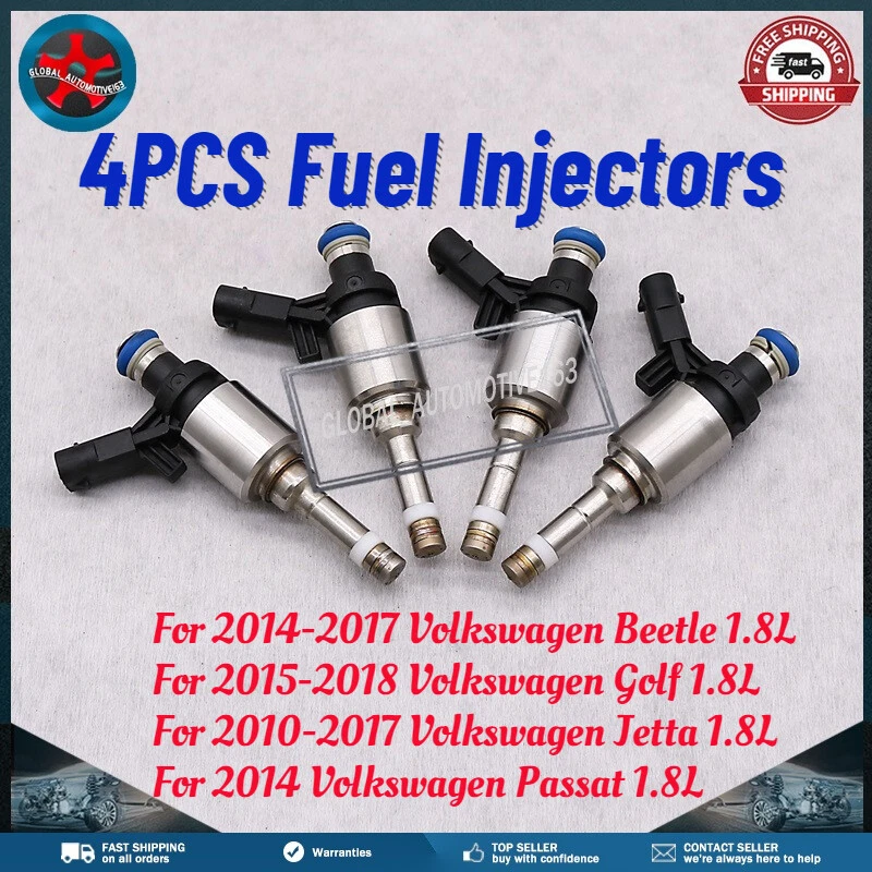 Juego de 4 inyectores de combustible para Volkswagen Beetle Jetta 2014-2017 1,8 L L L4 Foto 2 de 4