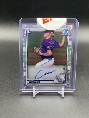 2020 Bowman Draft Case Williams CDA-CWI 1st Refractor Auto /499 Colorado Rockies