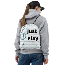 Just Play Teal Sheet  music With Treble Clef Musicians Backpack Drawstring bag