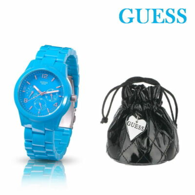 GUESS Damen Armbanduhr Blau Farben aus Kunststoff und Datumsanzeige W11603L5