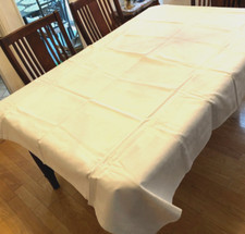 Tablecloth, Damask Design, Cotton, Washable, White, 73.5 x 56 "