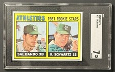 1967 Topps SAL BANDO Oakland Athletics ROOKIE #33 SGC 7 NEAR MINT 🔥CENTERED🔥