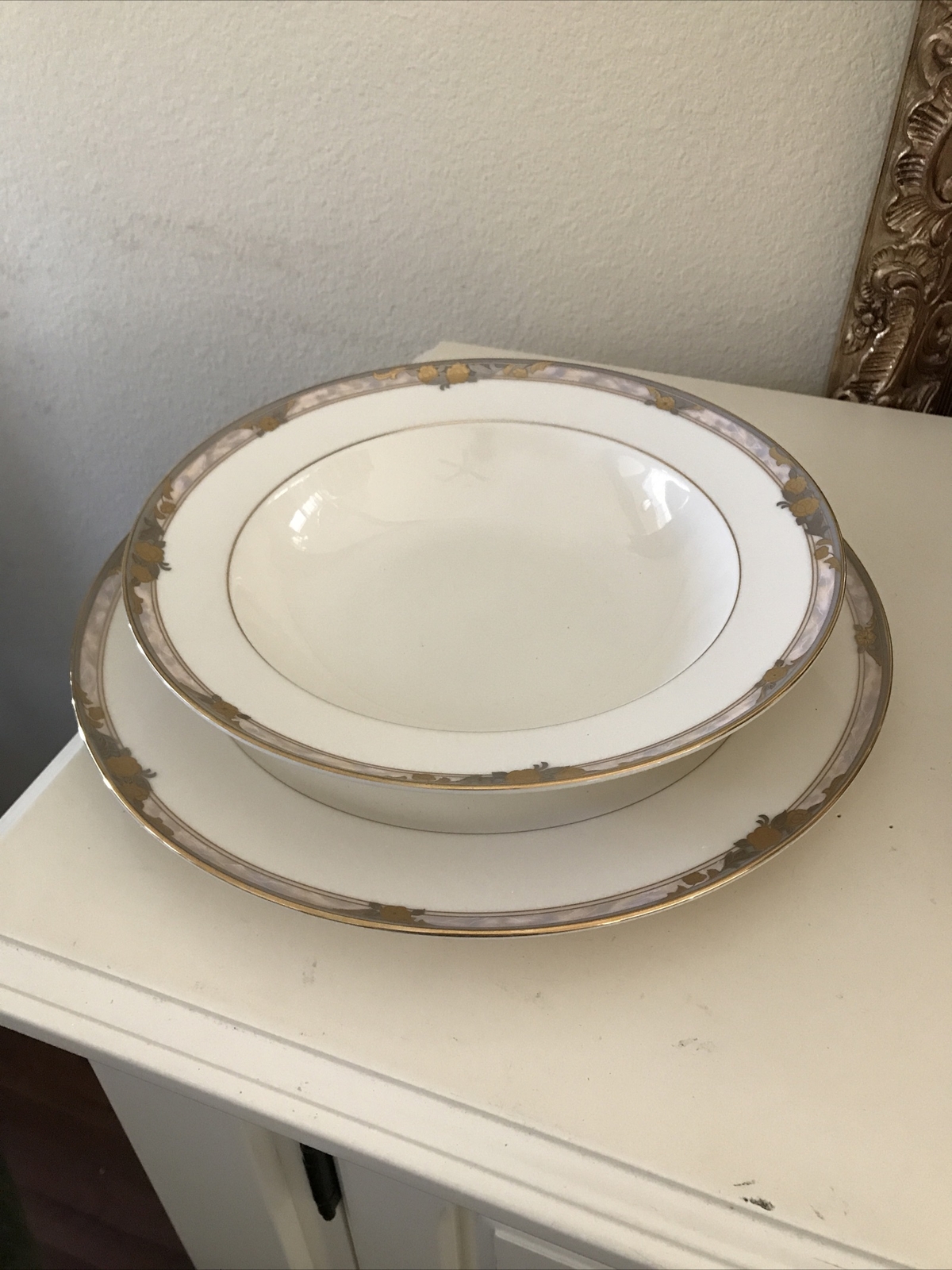 Mikasa Lac79 Prose 2 Pc Serveware set Fine Ivory Bone China 1980’s Rare