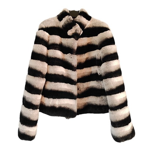 Women Winter Real Rex Rabbit Fur Stand Collar Short Coat Overcoat ...