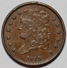 1835 Classic Head Half Cent - Rotated Die - US 1/2c Copper Coin