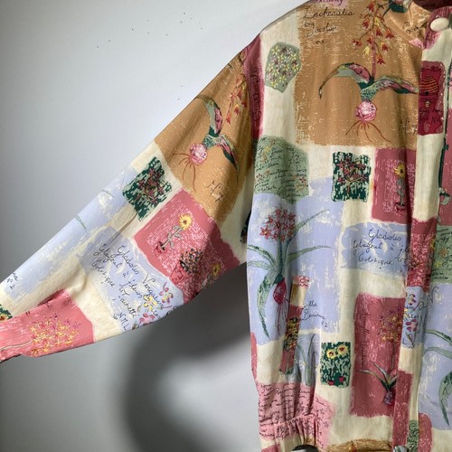 Womens Vintage Doncaster Silks Silk Zip Jacket Floral French Patches Words S - Picture 4 of 10