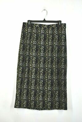 Everleigh Womens Plaid Knit Midi Skirt Black Gold Stretch Waist Business