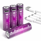 Pallus 4er 1,5v USB-C Wiederaufladbare Lithium AA Batterien Li-Ionen AA Akku