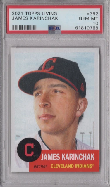 James Karinchak 2021 Topps Living PSA 10 Gem Mint Graded Card Indians #392