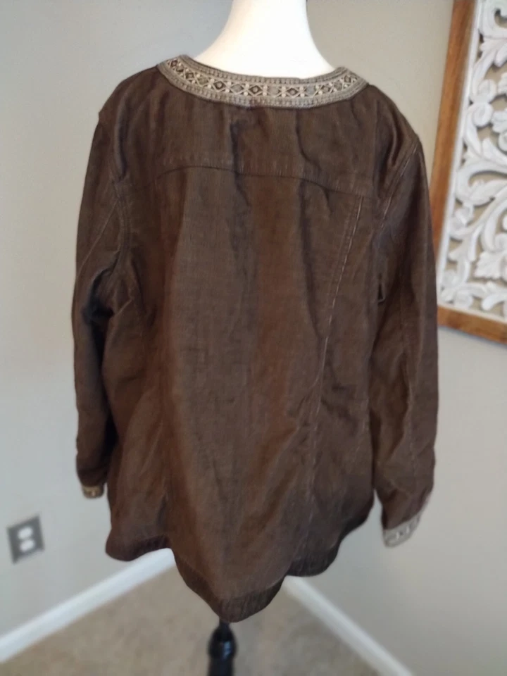 AVX Avenue Jeans Corduroy Jacket Womens Size 22/24 NWT Brown Perfect For Winter - Image 4 of 4