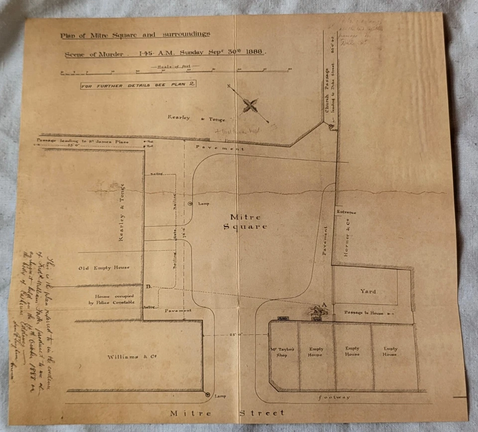 Jack the Ripper Old Ordinance Survay Map White chapel Bloody Murders Antique UK - Image 2 of 4