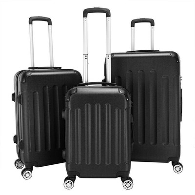20'' 24'' 28'' 3pcsTravel Luggage Set ABS Trolley Carry On Suitcase TSA Lock