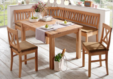 Truheneckbank Eckbank 194x154 Tisch 2 Stühle Kernbuche massiv geölt -ohne Kissen