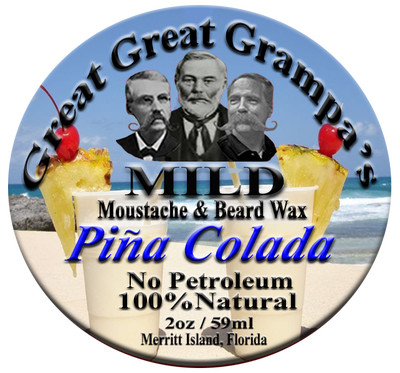 Piña Colada scent -WHITE Wax - Moustache & Beard Wax -Mild, Medium, Extreme Hold