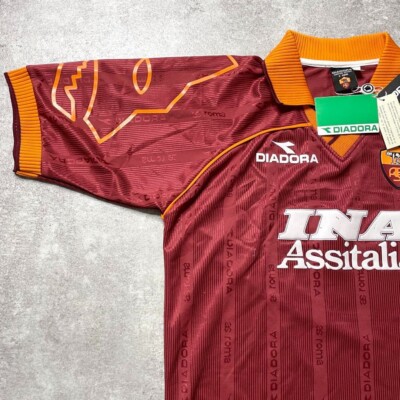 BNWT BATISTUTA #9 1999 2000 ROMA ORIGINAL HOME JERSEY USED BNWT BATISTUTA #9 1999 2000 ROMA ORIGINAL HOME JERSEY USED