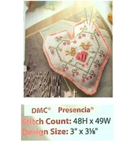 MY HEART IS TRUE PRIMITIVE PINCUSHION  CROSS STITCH  PATTERN ONLY    YD  RES