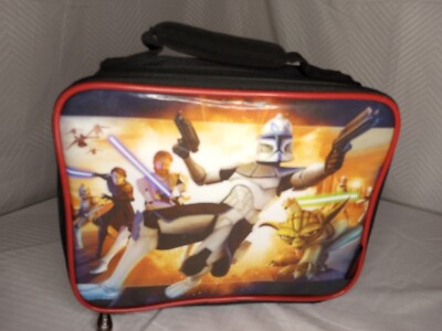 Star Wars Disney Thermos Insulated Soft Lunch Box Black, light saber fighting