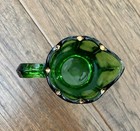 Vintage Vibrant Green Glass Creamer w/ Gold Trim EAPG Mini Pitcher — photo 3