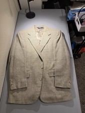 Vintage Polo Ralph Lauren Sport Coat Blazer Men 42R Beige Tweed Wool USA