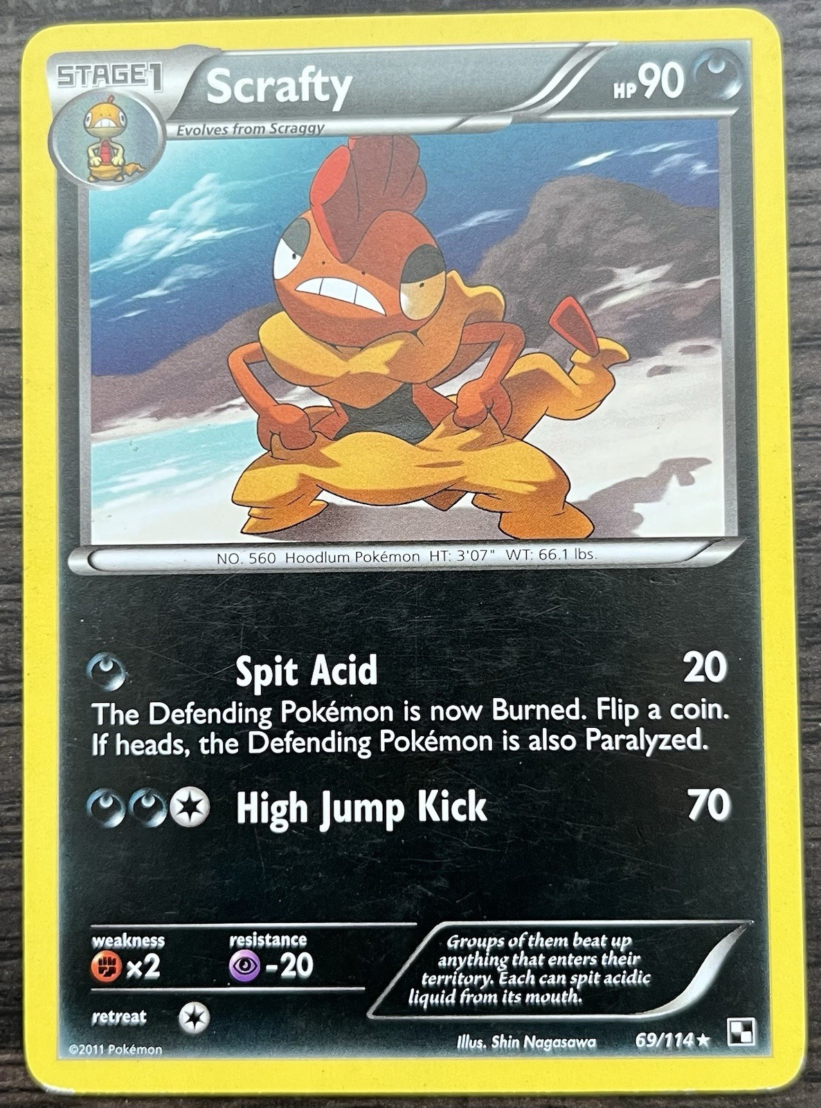 Scrafty 69/114 Pokemon TCG Black & White Base Set Rare Non Holo LP