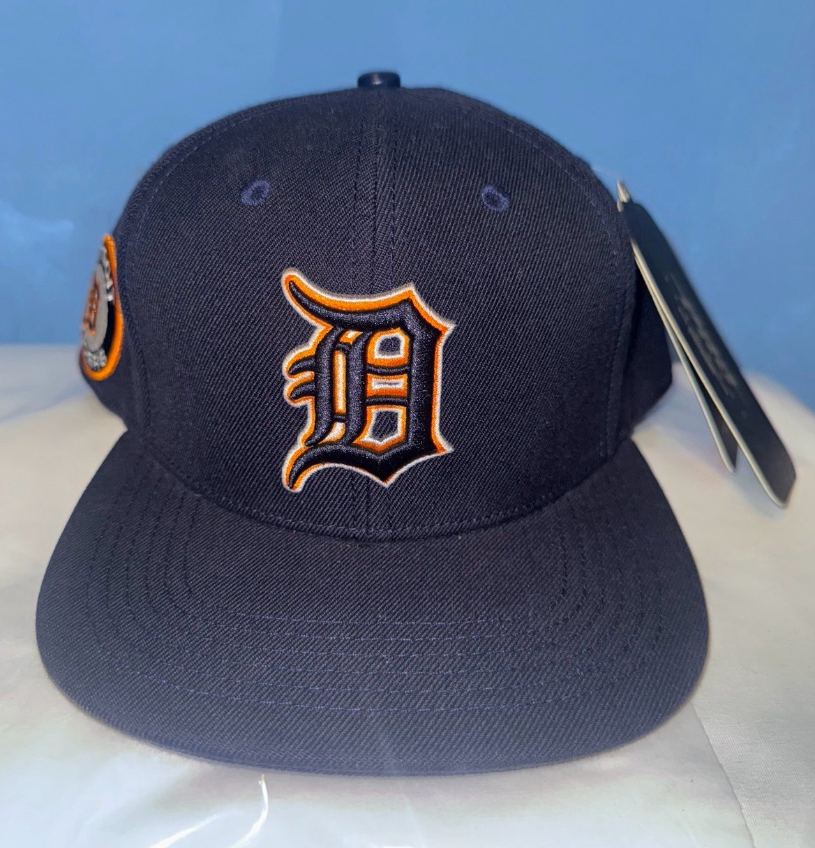 Gorra de béisbol ajustada de los Tigres de Detroit negra/naranja/blanca parche con logotipo bordado