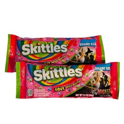 2 Bags Skittles Wicked Sour Wild Berry Candy 3.3oz Share Size Exp. 07/2026