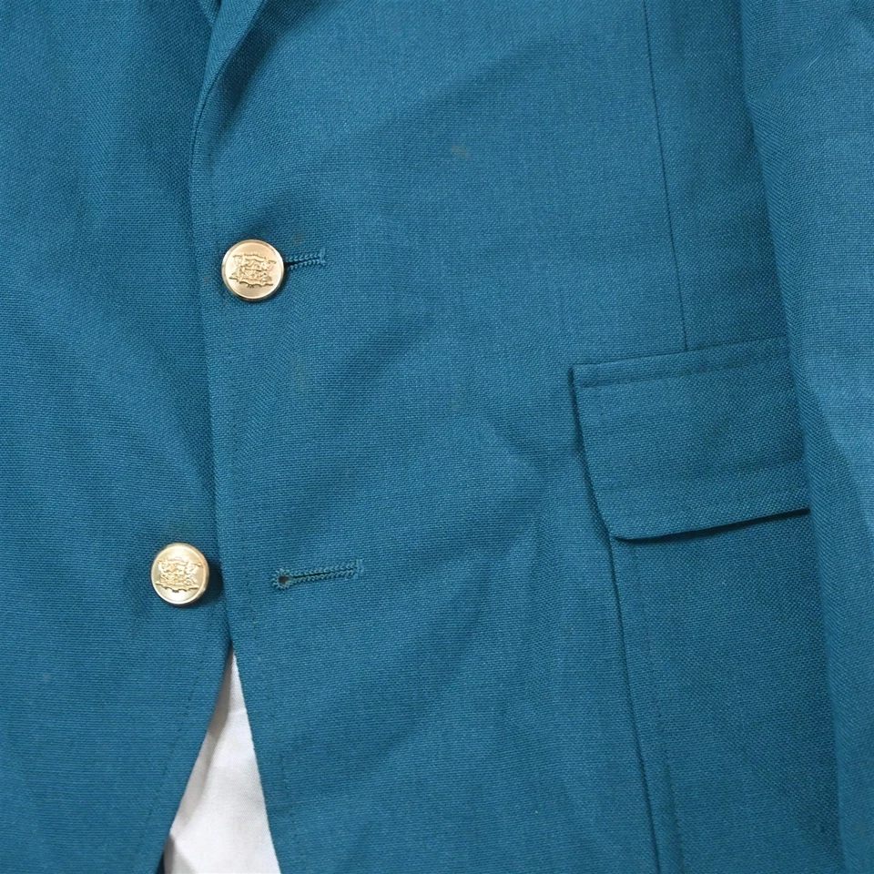 Chaqueta Blazer Abrigo Deportivo De Colección EE. UU. Palm Beach 44R Verde Hopsack Botón Dorado para Hombres Foto 3 de 4