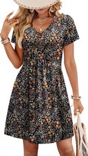 Plus Size Summer Dresses for Curvy Women Stretchy Loose V Neck Midi Flowy Dre...