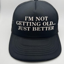 Headwear Hat Cap Snap Back One Size Black Trucker Mesh Foam Funny Mens