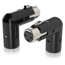 Coda 90 Degree XLR Adapter 2 Pack - Durable 3-Pin Male to Female Connector
